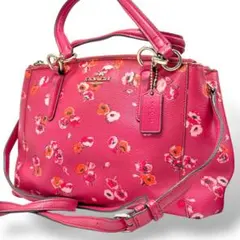 か*ん様 コーチ ミニクリスティーキャリーオール 2way ショルダー 花柄 ピ