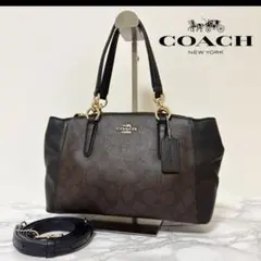 COACH レザー ショルダーバッグ ブラウン/ブラック