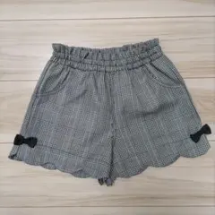 グレンチェック柄 リボン付きショートパンツ