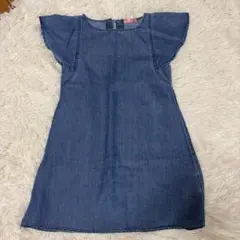 デニムワンピース 半袖 フリル袖 ブルーのサムネイル