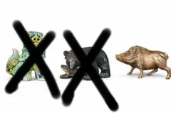 イノシシ、クマ、シーサの置物3点セット