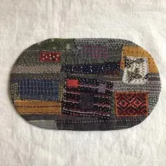 刺し子マット(楕円形) 古布リメイク