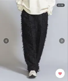 ビューティアンドユース★フリンジ ワイドパンツ 黒　M