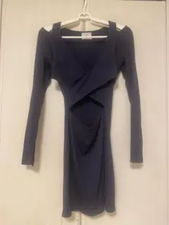 秋冬SALE ネイビー ラップワンピース　ウエストカット　セクシー