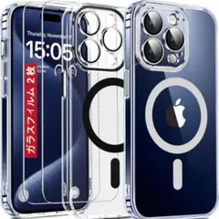 iPhone15 pro MagSafe ケース クリア シルバー フィルム付