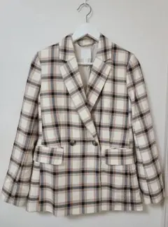 H&Mチェック柄ダブルブレストジャケット