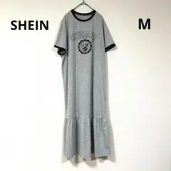 SHEIN dazy ロゴ 半袖ロングワンピース Tシャツワンピ