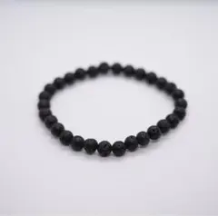 【運気UP】溶岩石　ブレスレット　黒　19cm 数珠　アクセサリー