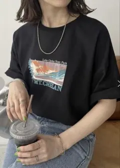 DISCOAT マウンテン ユニセックス プリントビッグTシャツのサムネイル