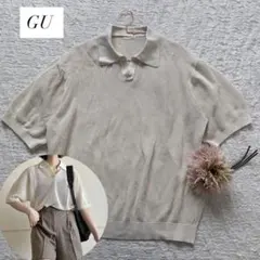 GU メッシュ　ウォッシャブルニットスキッパーポロシャツ　L