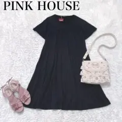 タグ付き PINK HOUSE ピンクハウス 半袖ワンピース ブラックのサムネイル