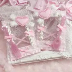 ホイップデコ クリアケースデコ リボン レース量産型 ピンク ホワイト