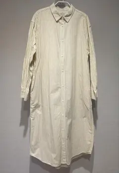 【美品】無印良品 MUJI＊ブロードレギュラーカラー 長袖シャツワンピース XL