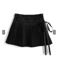 インパン裏地付きレースプリーツリボンミニスカート