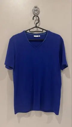Calvin Klein M 青 Vネック Tシャツ　Mサイズ