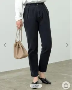 カラーツイルタックテーパードパンツ★ブラック