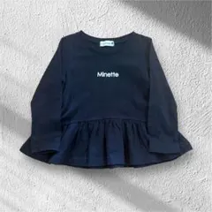 (美品)branshes ネイビー フリル付き長袖カットソー 100cm