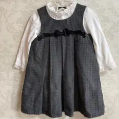 チェック柄ワンピースとブラウスセット