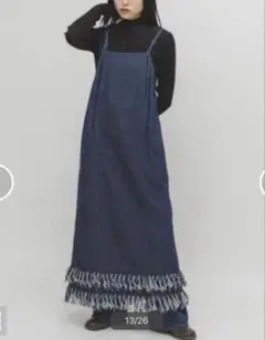 KBF フリンジデニムキャミワンピース