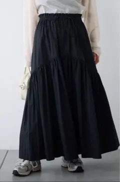 ティアード ロング フレア スカート 送料無料