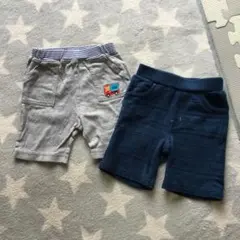 ミキハウスベビーショートパンツ2点セット グレー・ネイビー