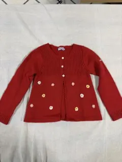 MIKIHOUSE美品　赤い花刺繍ニットカーディガン