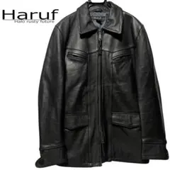 ハルフ Haruf レザージャケット カーコート カウレザー ブラック L