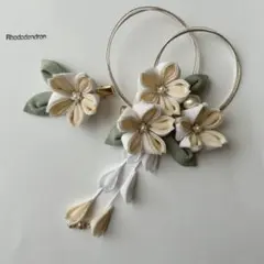 つまみ細工　山桜の髪飾り　和装、着物、浴衣、結婚式、成人式、卒業式、七五三