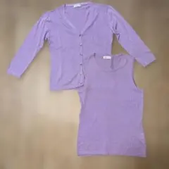 ANNALUNA アンサンブルコットンニットラベンダーM