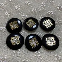 黒の装飾ボタン 6個セット23mm