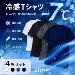 冷感　ひんやり　Tシャツ　4枚セット 半袖 ウィメンズ 速乾　部活　仕事着　L