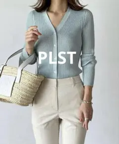 PLST UVカット リブカーディガン ミントグリーン 薄手 羽織り 春夏 美品