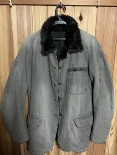 グレー デニムジャケット ファー付き