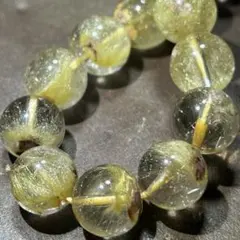 ☆高級品！エンジェルヘア ゴールド ルチル ブレス 福寿開運宝珠① 