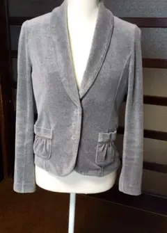 レディース　ジャケット　Ｌ　オンワード樫山　グレー　コーデュロイ　伸縮性有り