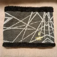 幾何学模様 マフラー グレー　ネックウォーマー