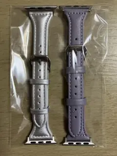 Apple Watch レザーバンド シルバー ラベンダー　38-42まで対応