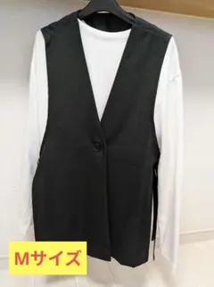 【フォーマルにもおすすめ】ブラック ノーカラージレ ベスト