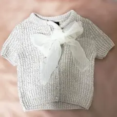 ZARAニットオーガンザリボントップス　Mサイズ