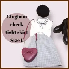 ギンガムチェック　タイトスカート　L　ガーリー　地雷系　量産型　オフィス
