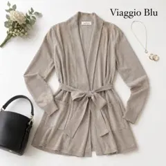 【極美品】Viaggio Blu ラメニットガウンカーディガン リボンベルト付のサムネイル
