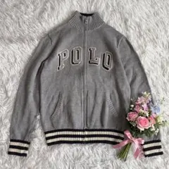 ポロ ラルフローレン【希少】ビッグロゴ 刺繍 フルジップ ニット ジャケット