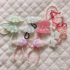 ハンドメイド レジン 子供用ヘアゴム 羽モチーフなど 12個セット