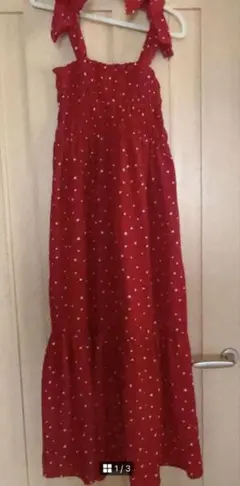 GRL 赤 ハート柄 ロングワンピース キャミワンピ