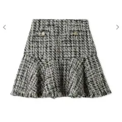 フリンジツイードミニスカート