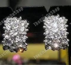 ビッグハギー クリスタル イヤリング ラインストーン シルバー メッキ クリップ