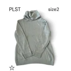 PLST プラステ モヘア混 タートルネックニット セージグリーン サイズ2