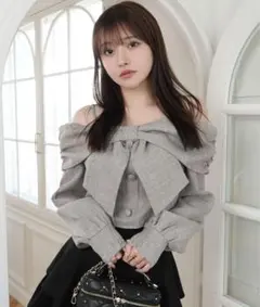 LIP SERVICE リボンオフショルロングスリーブトップス