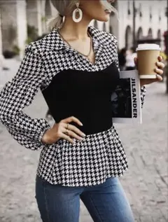 SHEIN 千鳥柄 チュニックブラウス