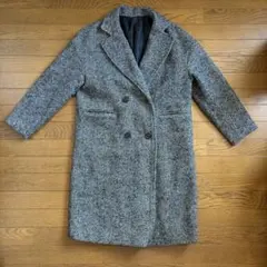 センスオブプレイス　ヘリンボーン柄 ダブルブレスト チェスターコート グレー